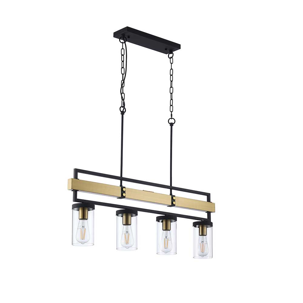 Luxuria Lalique Pendant 4xE27 Satin Black/Satin Brass