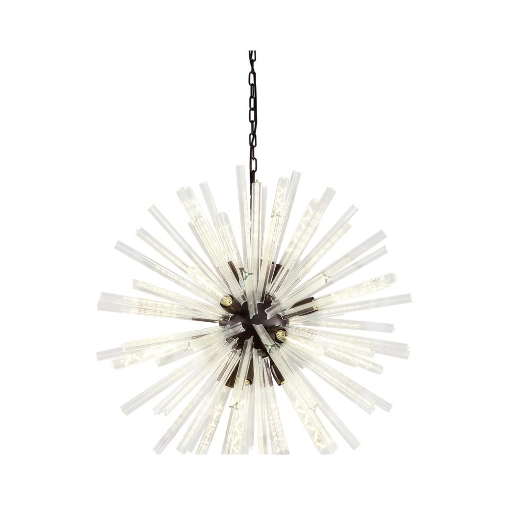 Luxuria Seneca 90cm 16 Light E27 Round Pendant Brown Oxide / Clear Glass