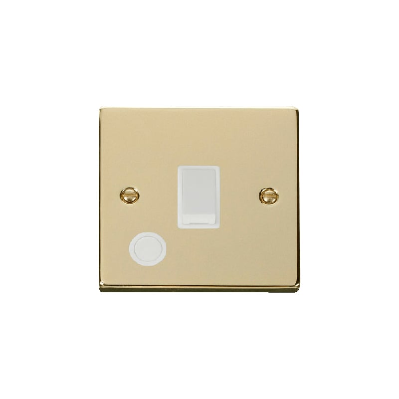 Click Deco 20A 1 Gang DP Switch With Flex Outlet Polished Brass Insert White