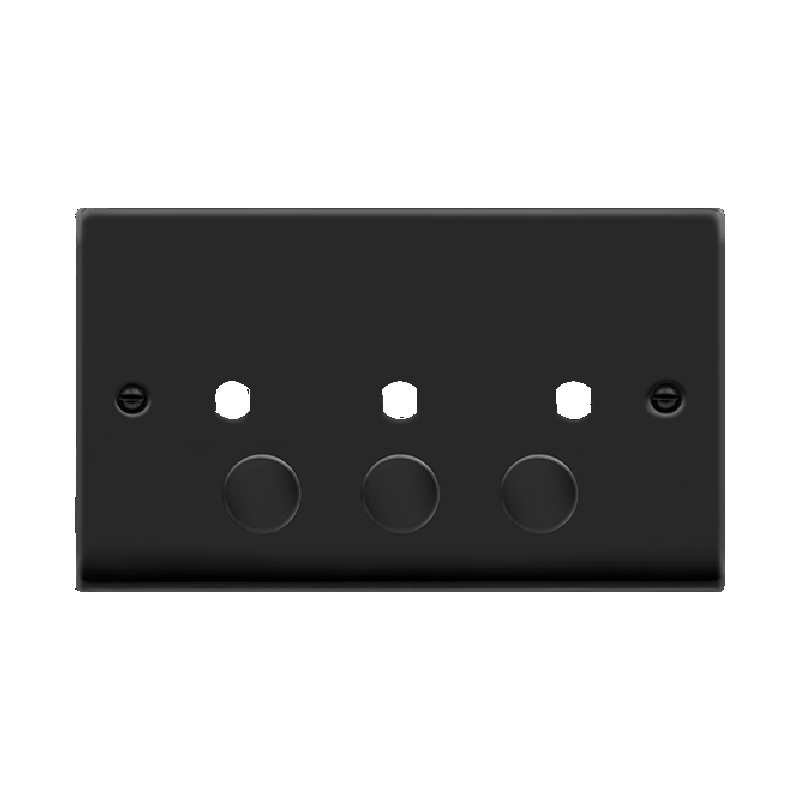 Click Deco 3 Gang Unfurnished Dimmer Plate and Knob (1200W Max) Matt Black