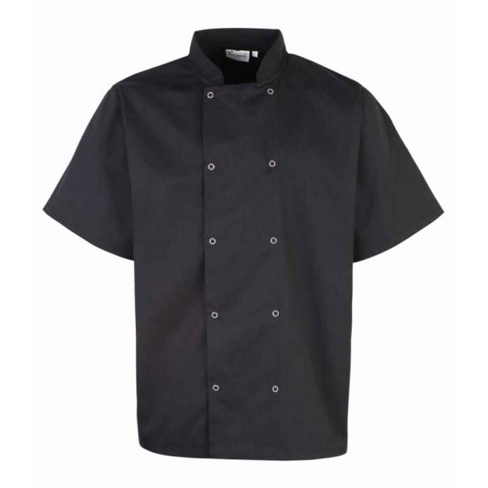 Premier Unisex Short Sleeve Stud Front Chef&#39;s Jacket