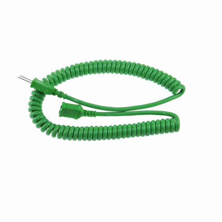 KMPC2MS - K Type 2m Curly Cable Mini Plug to Mini Socket