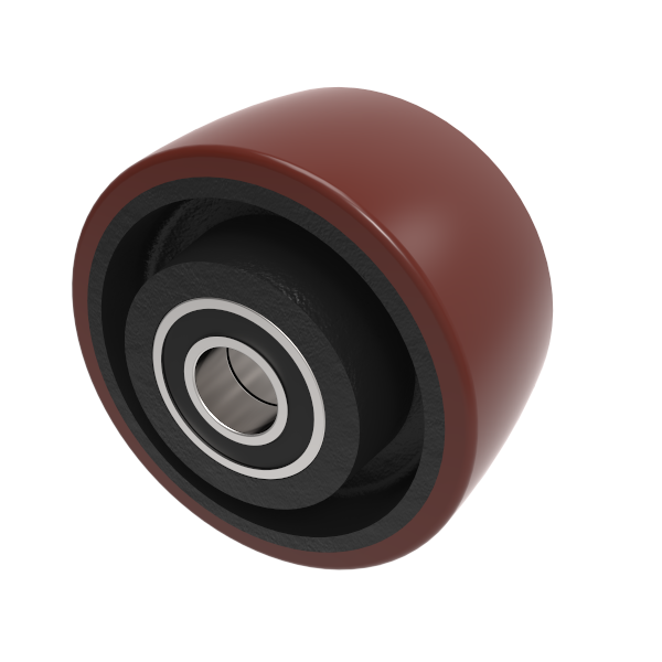 Polyurethane Cast Iron 100mm Ball Bearing Wheel 400kg Load