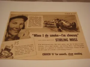 Stirling Moss 1952 Rare Picturegoer Advert For Craven A Carreras Cigarettes