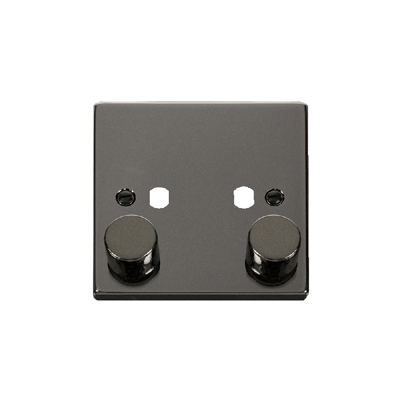 Click Deco 2 Gang Unfurnished Dimmer Plate and Knob (800W Max) Black Nickel