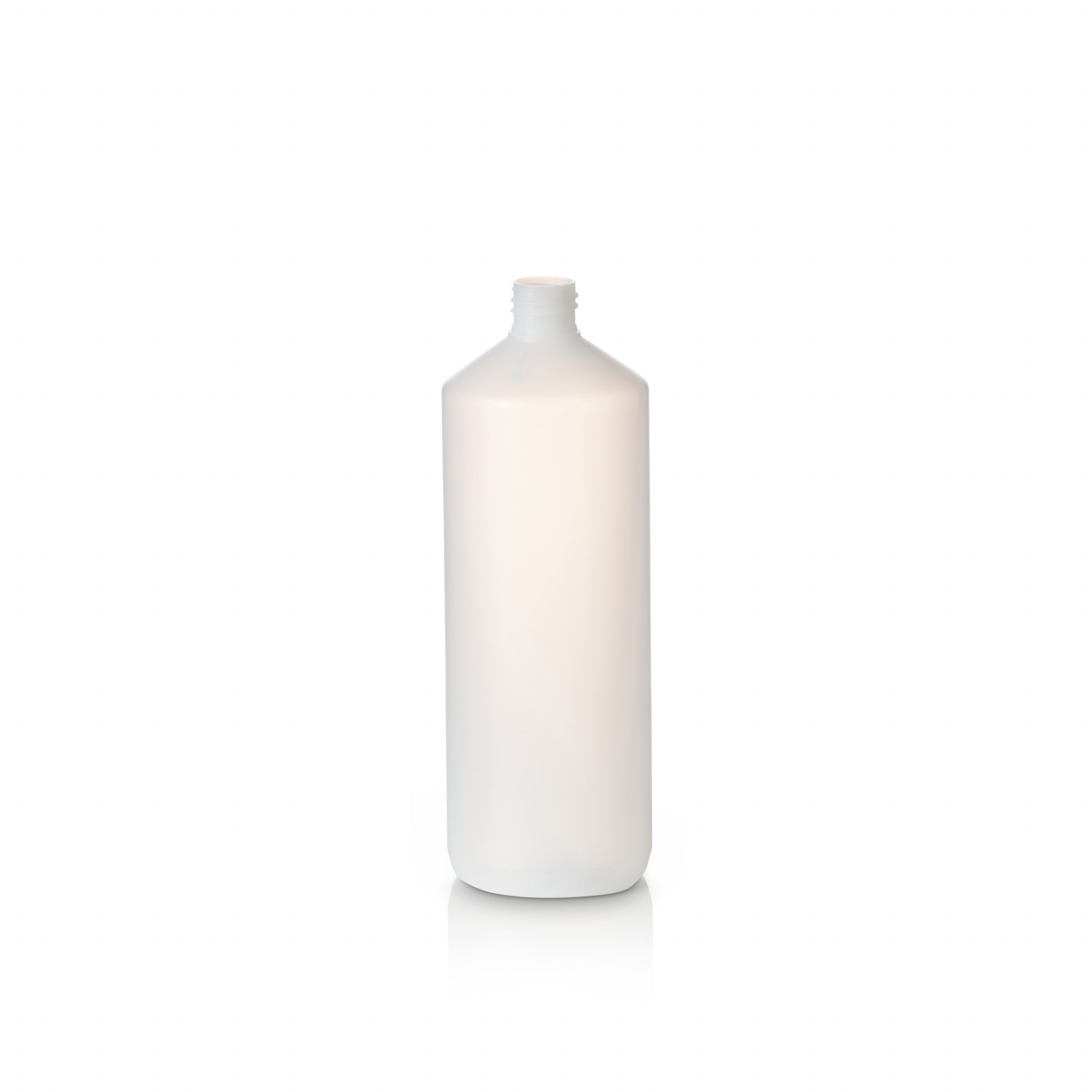 1Ltr Natural HDPE Cylindrical Bottle, Fluorinated