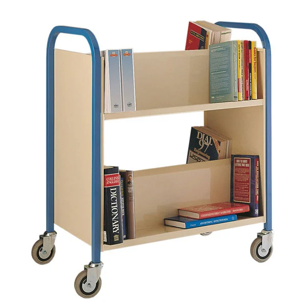 2 Tier Double Sided Book Trolley - Blue