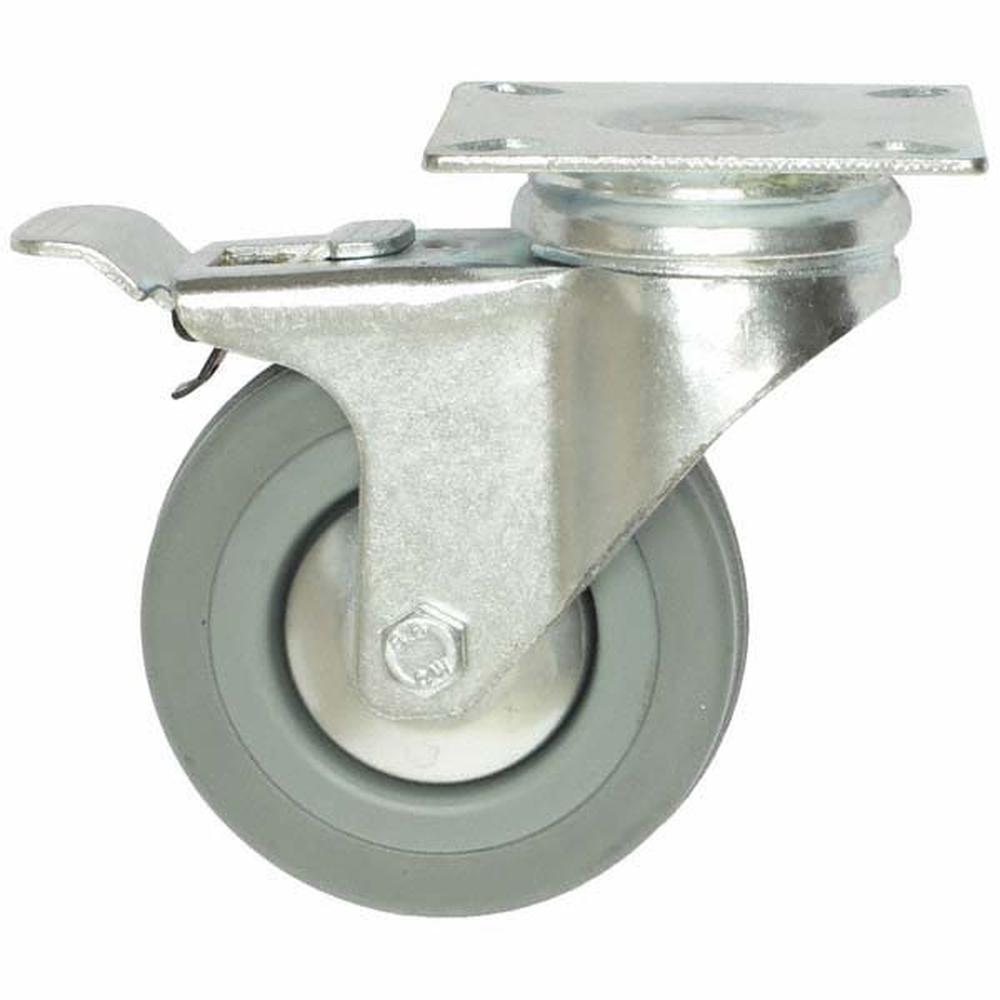 Grey Swivel Castor 75mm - With Brake