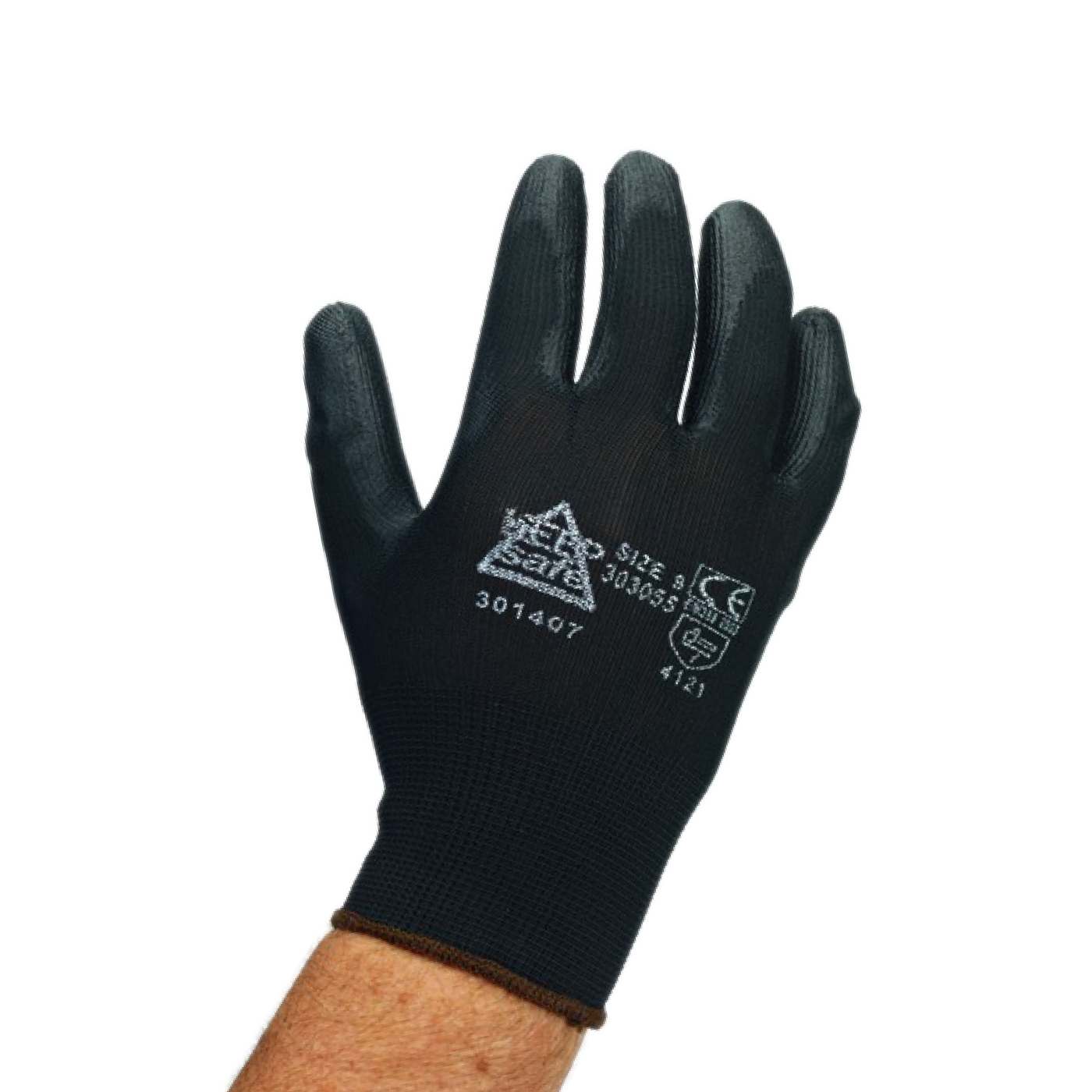 PU Pam Coated Black Gloves - 3 Sizes - Large