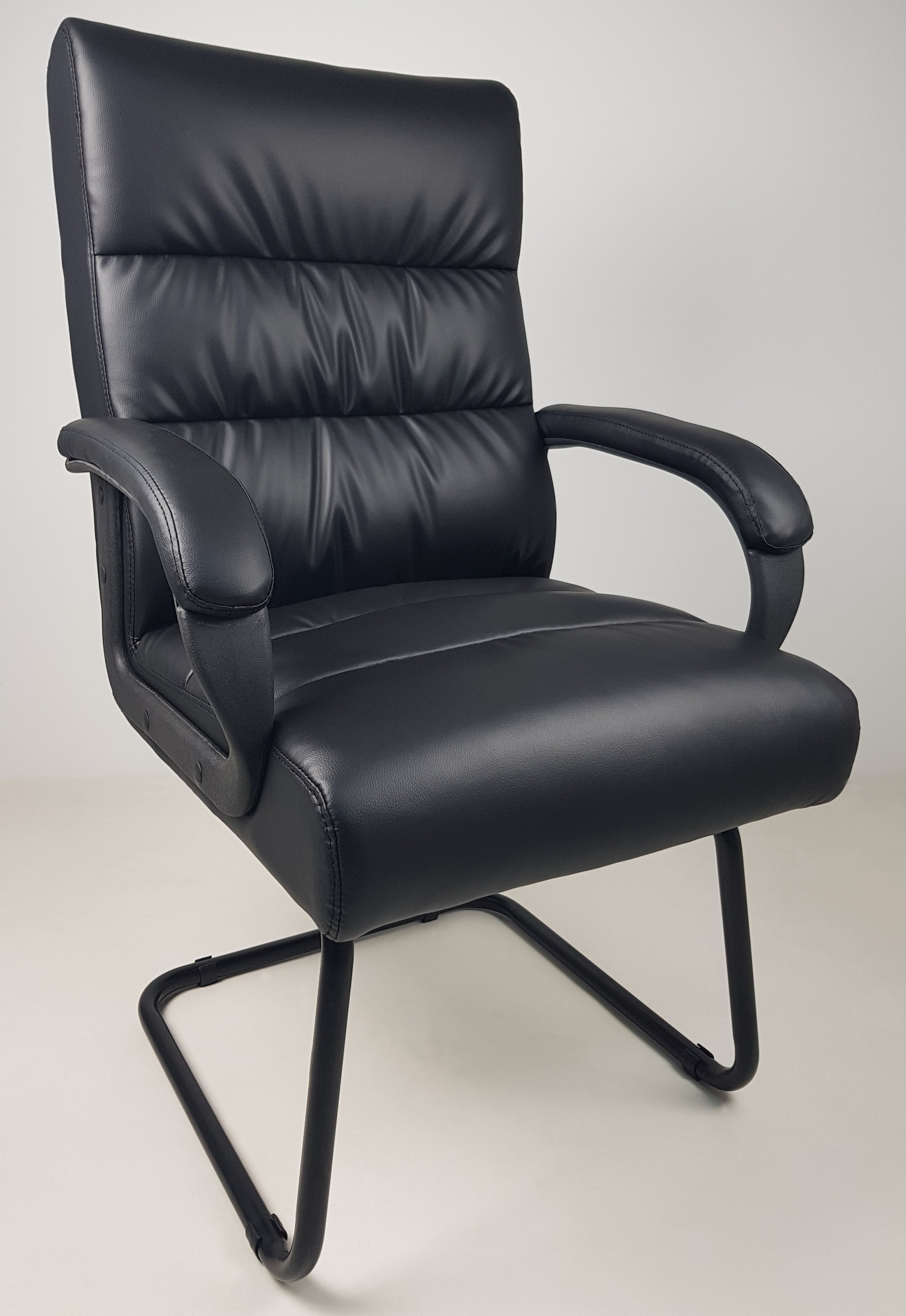 Black Leather Soft Padded Visitor Chair - CHA-K35-2 Huddersfield