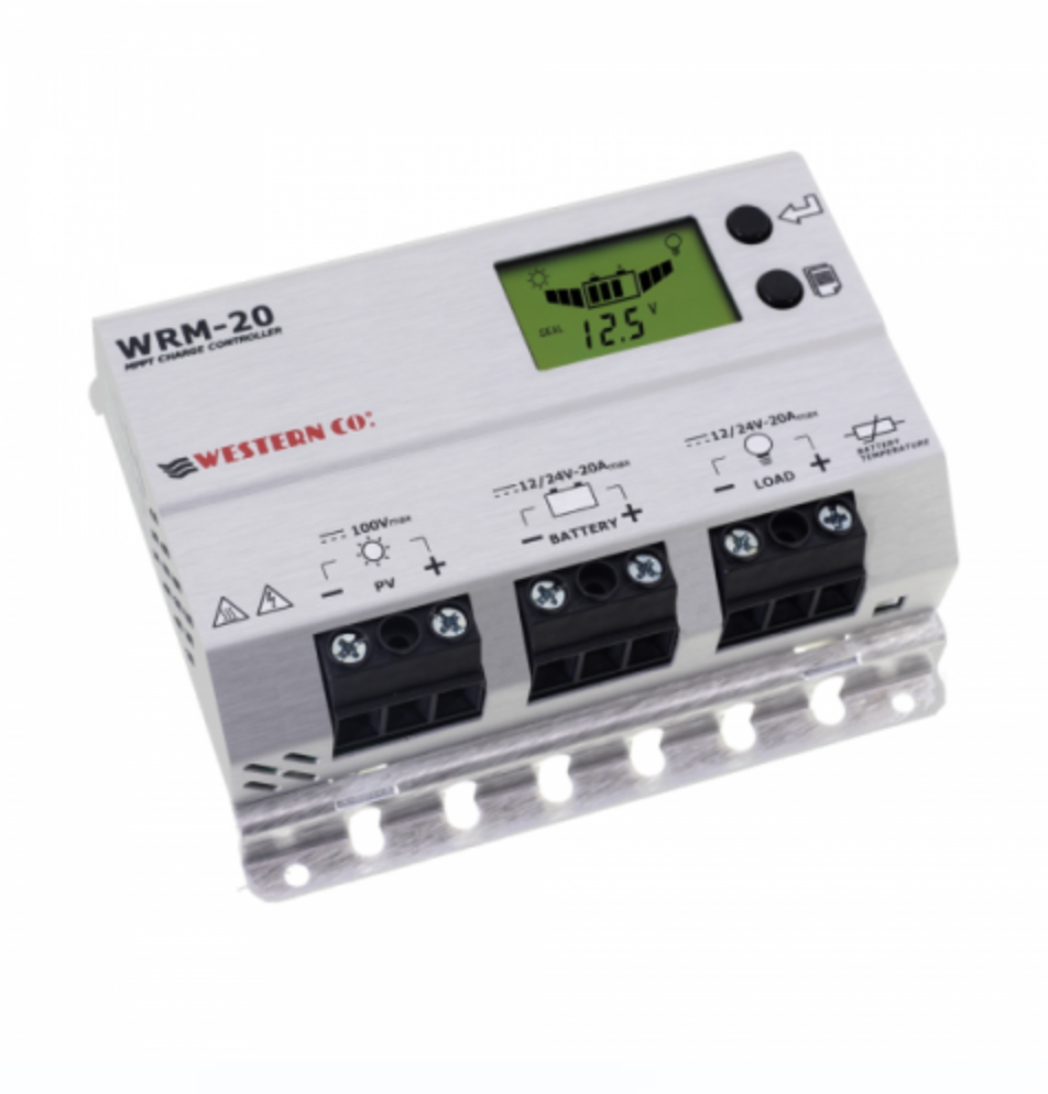 20a 12v/24v mppt solar charge controller with lcd display for vehicles, boats, lighting and off-grid solar systems