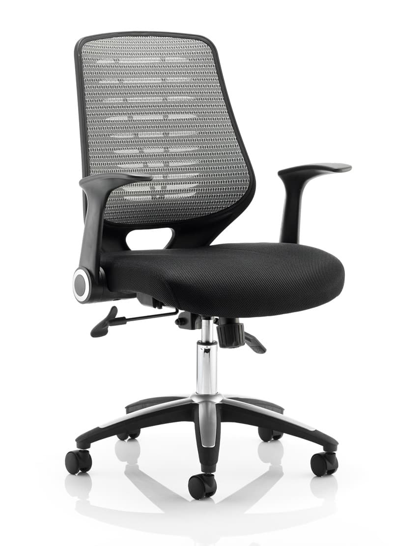 Relay Black Airmesh Seat Task Operator Office Chair - Black or Silver Option Huddersfield