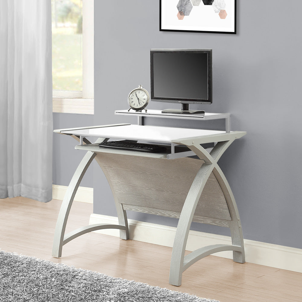 Providers Of Contemporary Quality Glass Home Office Desk in Grey - 900mm - PC201-900 North Yourkshire