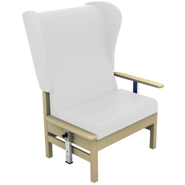Atlas High Back Bariatric Arm Chair with Wings and Drop Arms - White