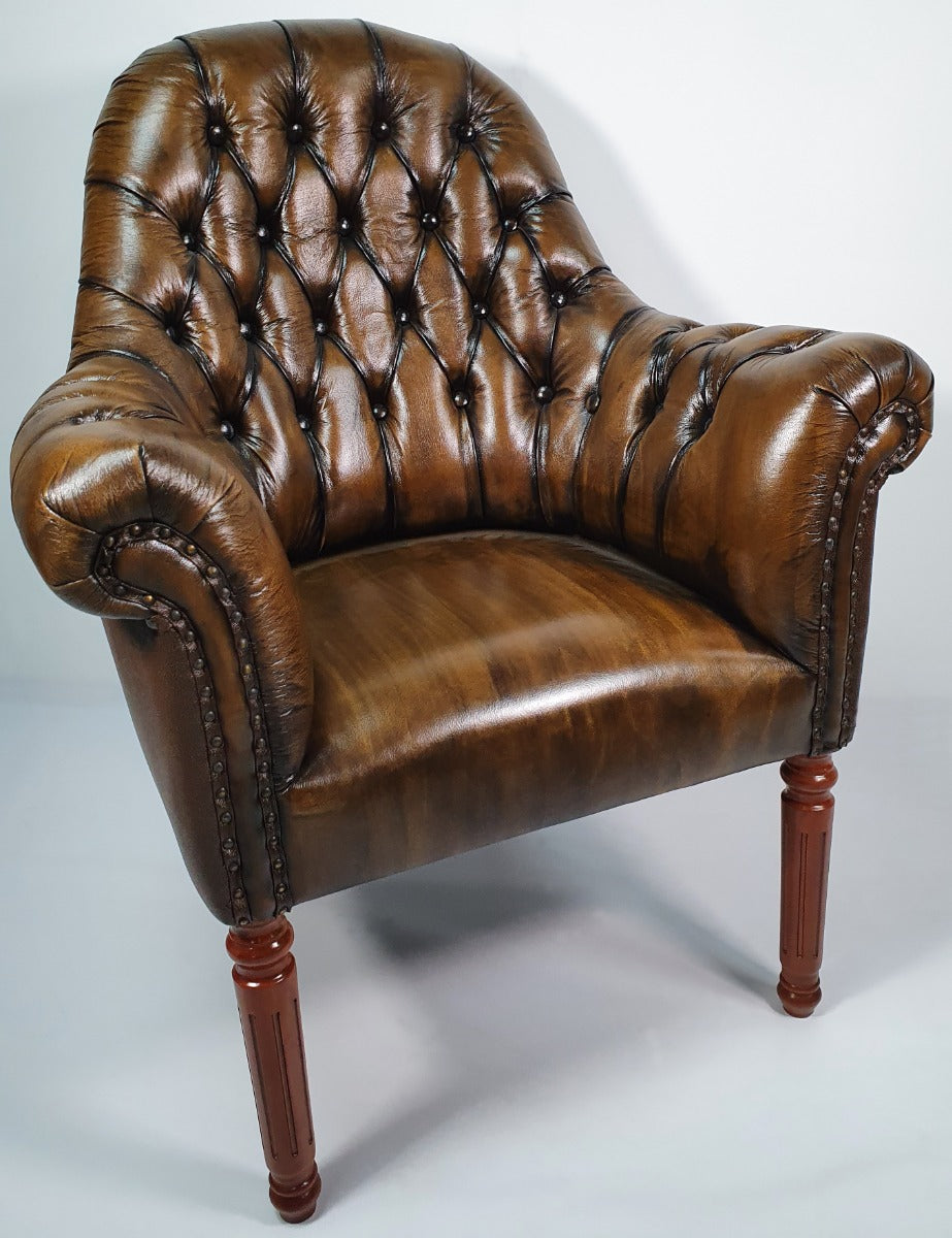 Providers Of Traditional Genuine Olive Leather Chesterfield Visitor Chair - T208S Near Me