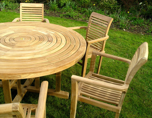 Suppliers of Turnworth Teak 150cm Round Ring Table Set with Lovina Stacking Chairs UK