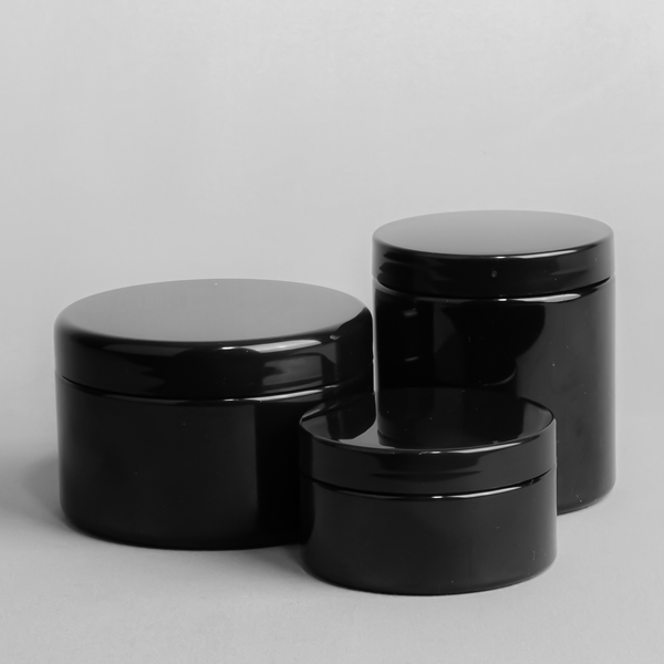 Suppliers of Black Plastic Jar PET Screw Top Shallow UK