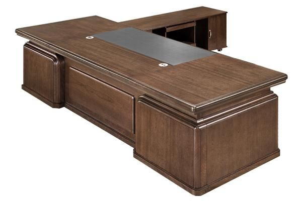 Suppliers Of Traditional Executive Desk Real Wood Veneer With Chunky Design - With Pedestal and Side Return - 2600mm to 3200mm - K1L281 UK