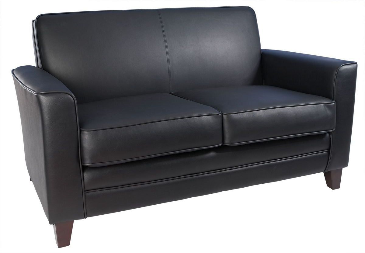 Providers Of Black Leather Faced Reception Sofa - Single & Twin Option - NEWPORT UK