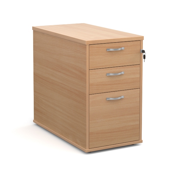 Desk High Pedestal with Silver Handles 800mm Deep - Beech