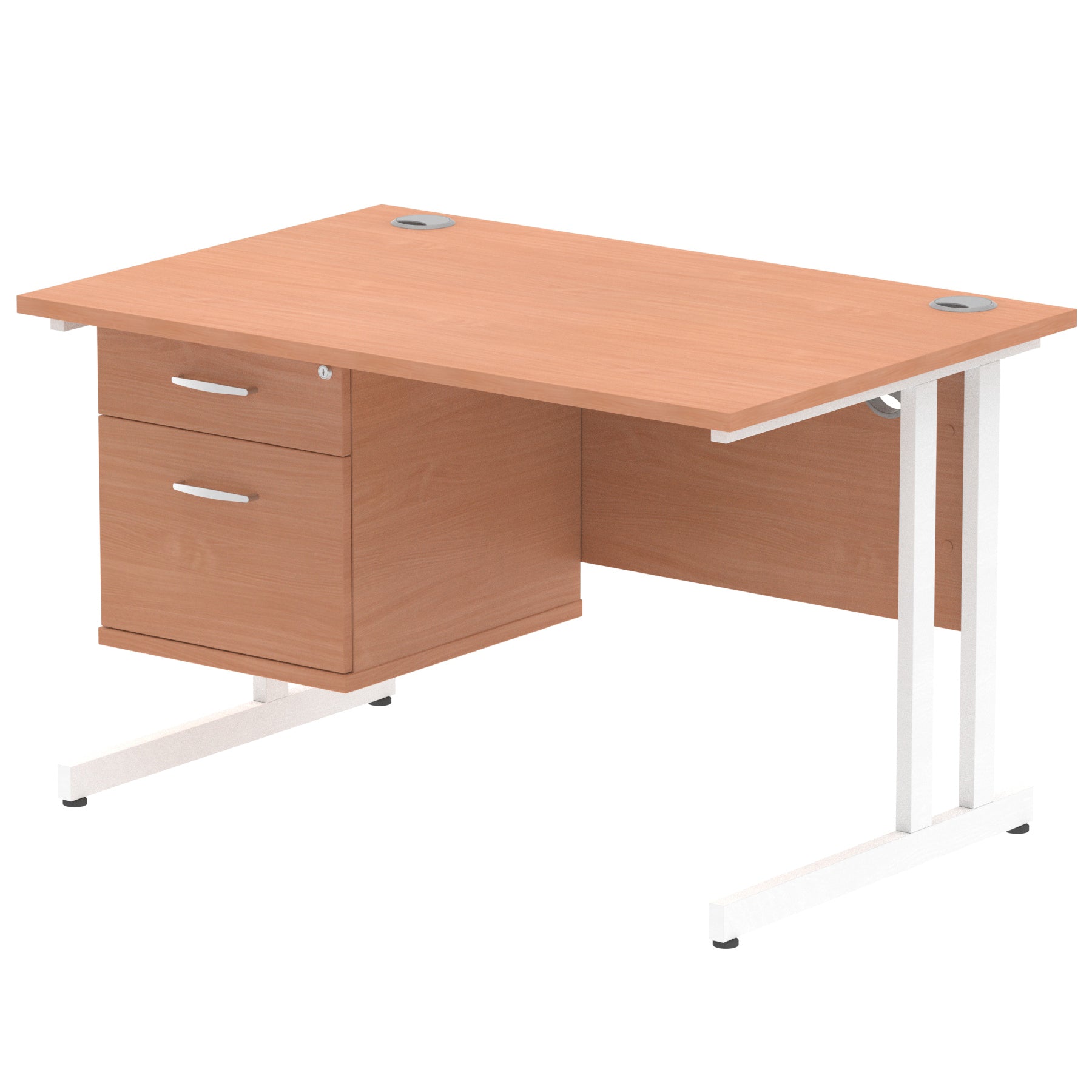 Specialising In Impulse Cantilever Straight Desk With Single Fixed Pedestal - 1200mm - Multiple Colour Options UK