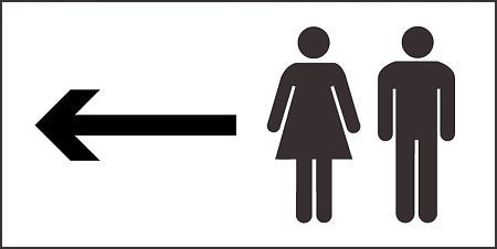 Man and ladies symbol with arrow left