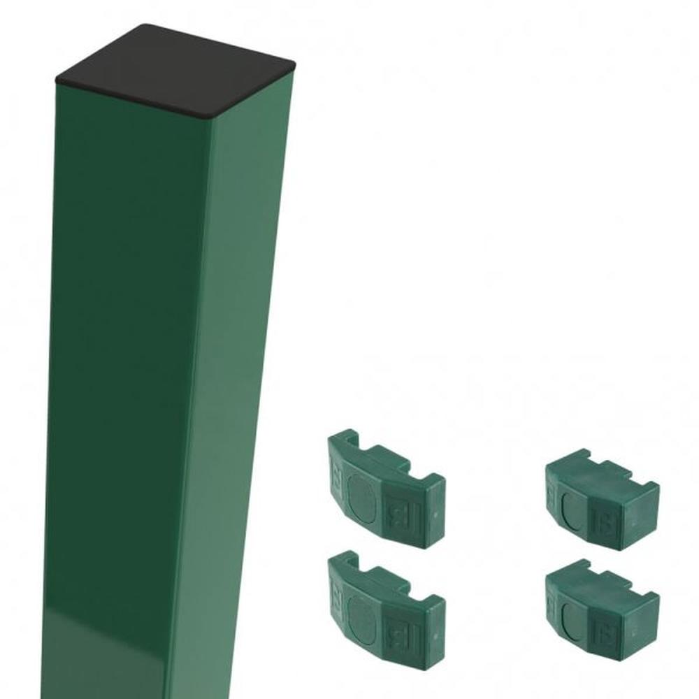 Green Mid/End Post For 1.2m High FenceWith Fixings (1.8m Overall Length)