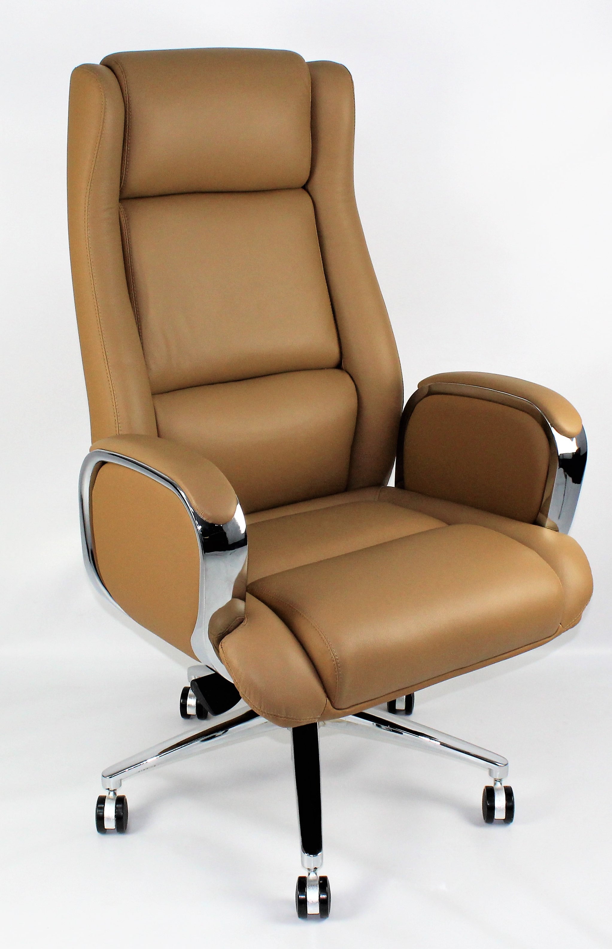 Providers Of Beige Leather Executive Office Chair with Chrome Trimmed Arms - J1201 UK