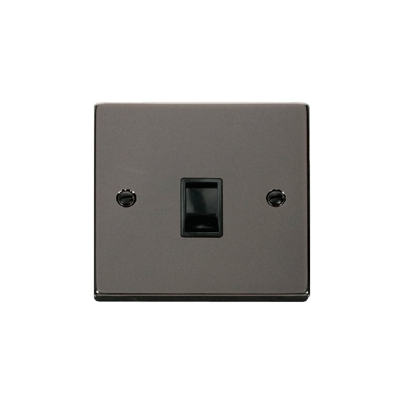 Click Deco Single RJ11 Socket Ireland/USA Outlet Black Nickel Insert Black