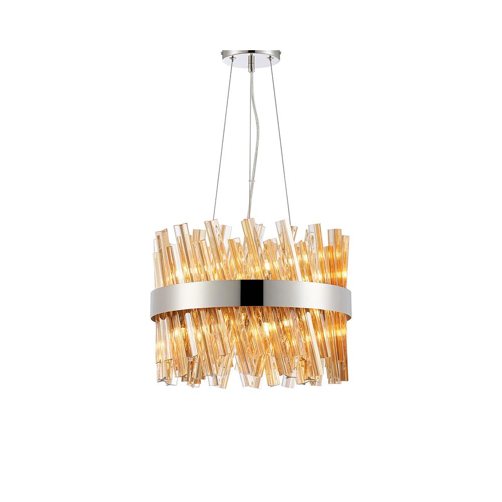 Luxuria Sylph 40cm 10 Light G9 Pendant Round Polished Nickel / Amber