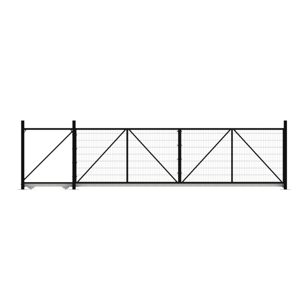 Cantilever Sliding Mesh Gate - 1.8H x 6mBlack With Track & Accessories - LH Open