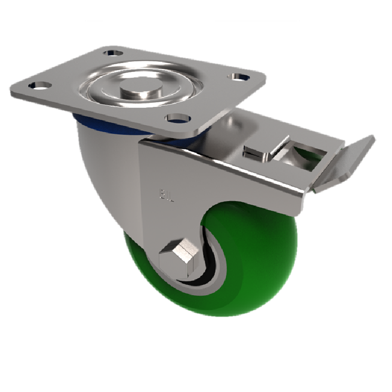 Soft Ergonomic Polyurethane Plate Swivel Castor Brake 200mm 350kg Load