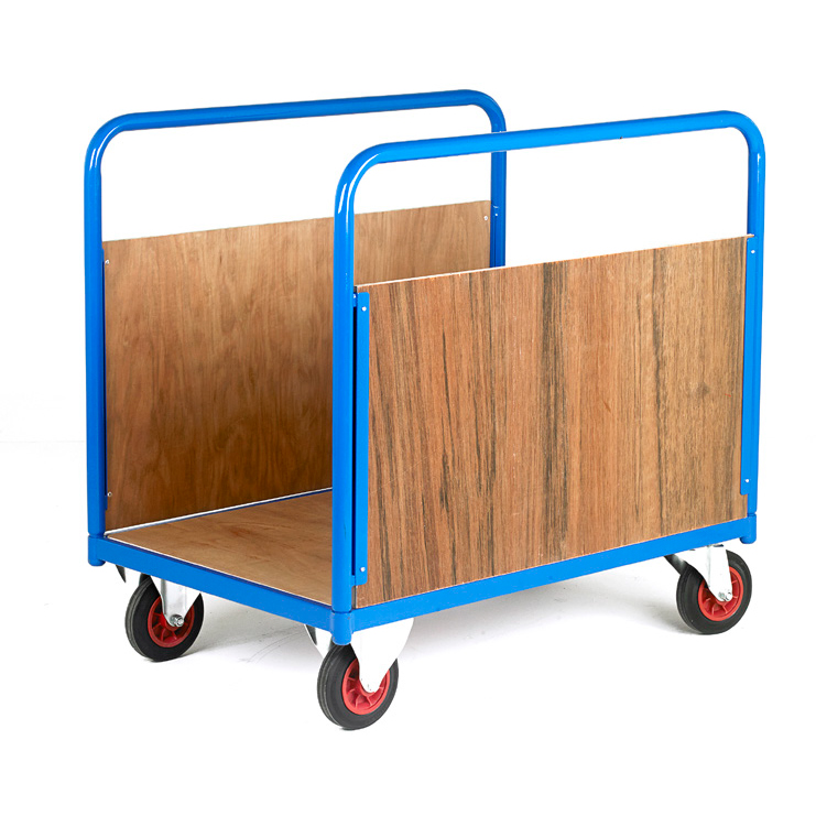 500 Series Platform Trolley - Long Goods Double Straight Timber Sides