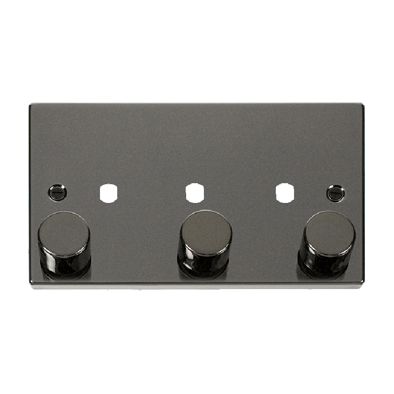 Click Deco 3 Gang Unfurnished Dimmer Plate and Knob (1200W Max) Black Nickel