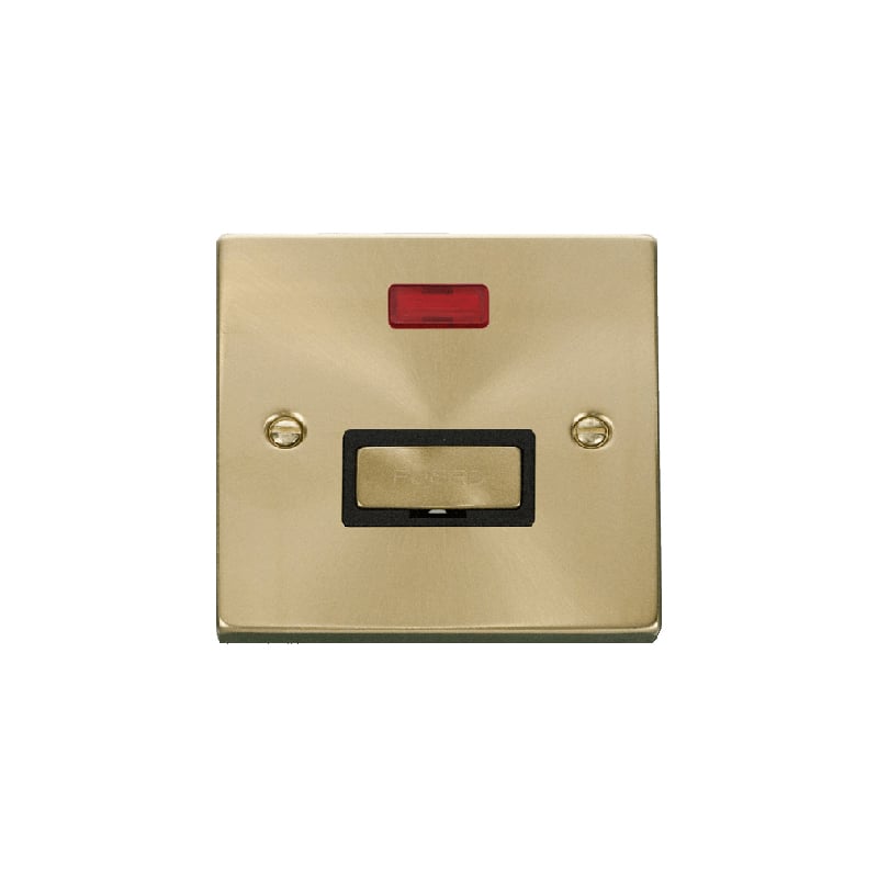 Click Deco 13A Fused 'Ingot' Connection Unit With Neon Satin Brass Insert Black