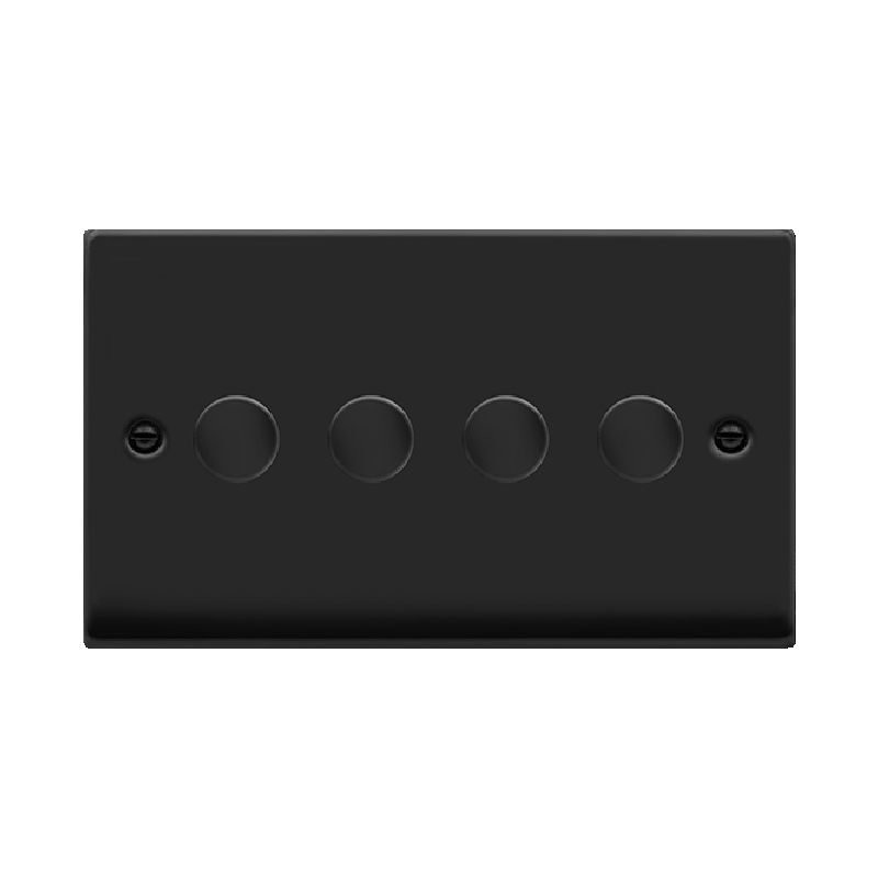 Click Deco 4 Gang 2 Way 100W LED Dimmer Switch Matt Black