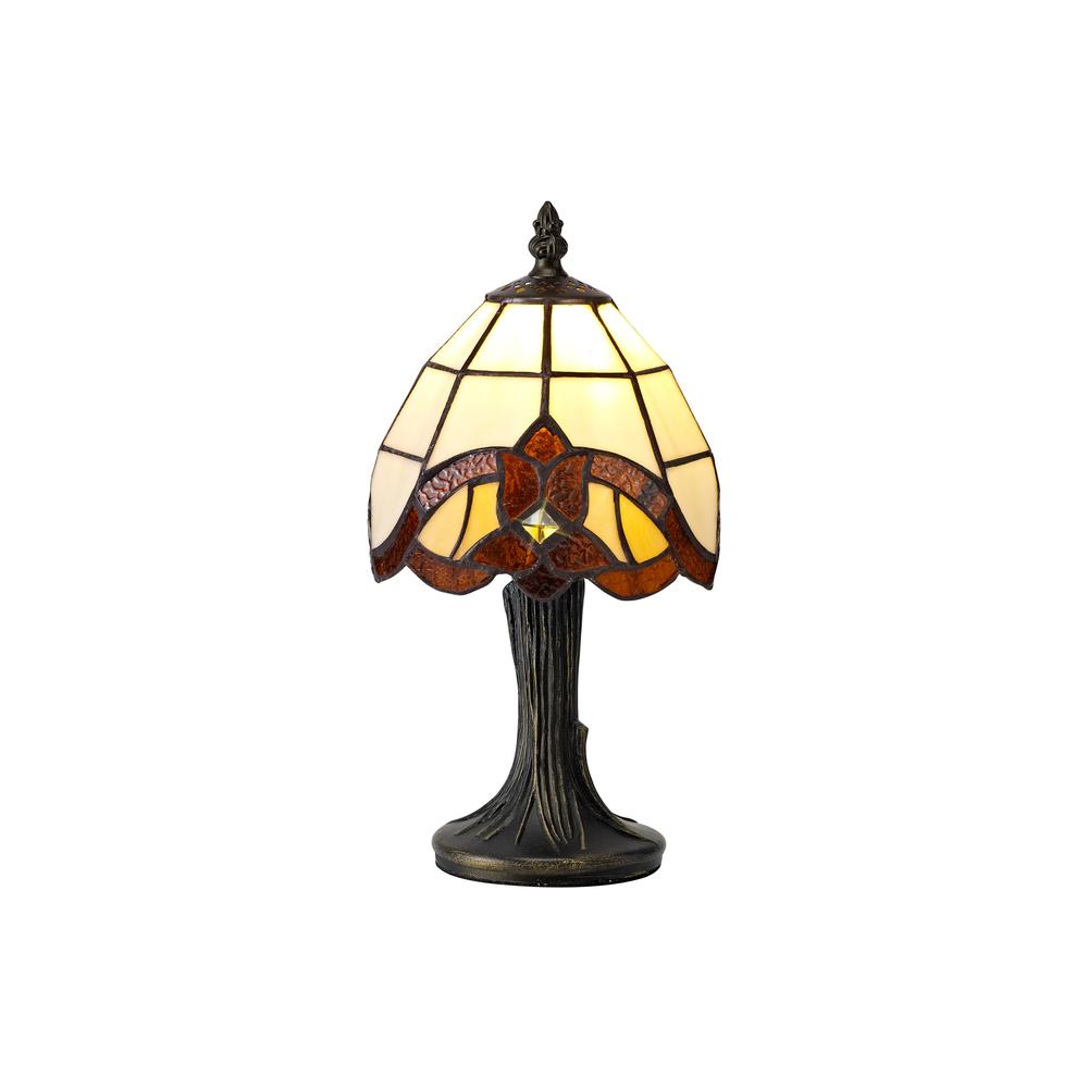 Luxuria Sasha Tiffany Table Lamp 1xE14 Cream/Amber/Clear Crystal Shade