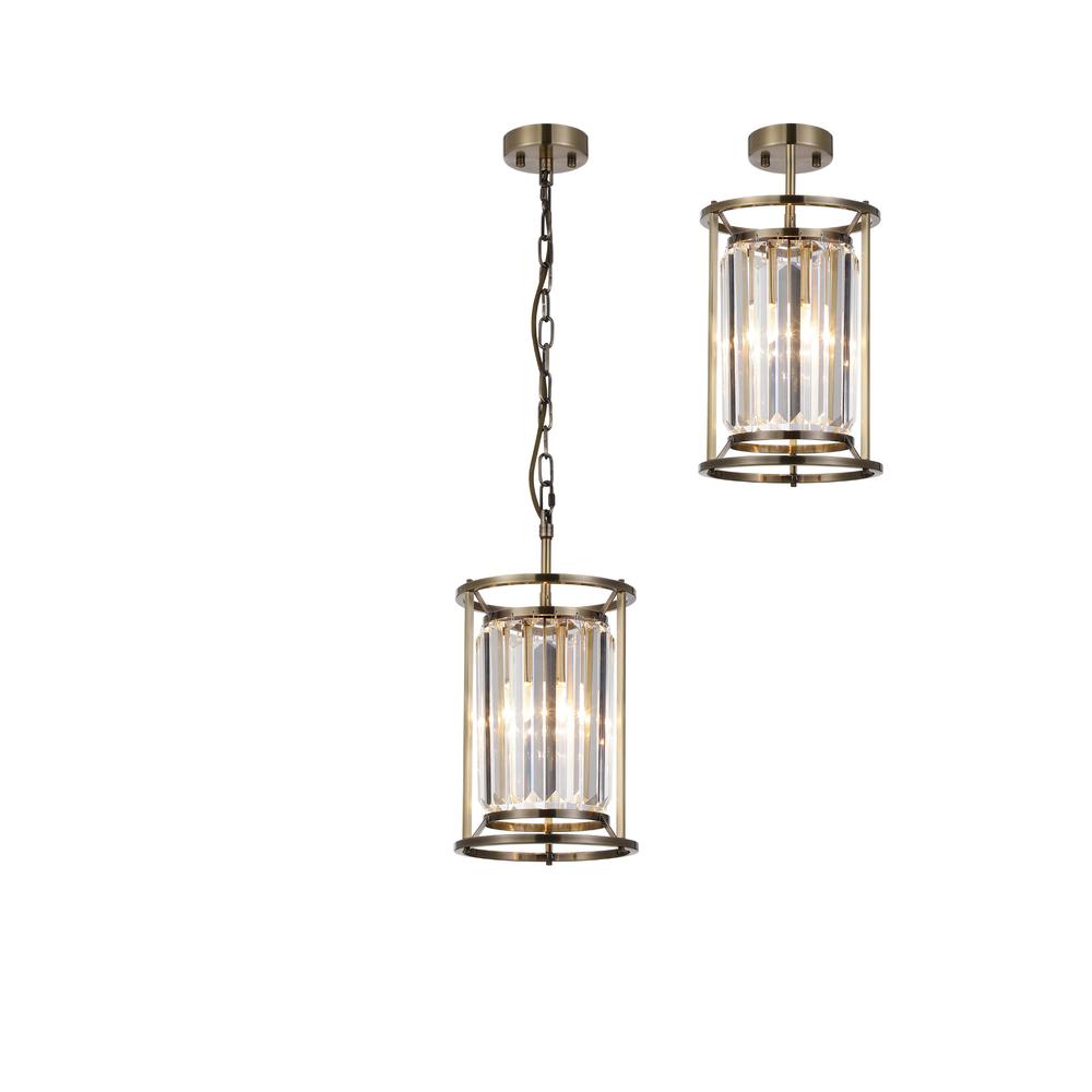 Luxuria Pantheon 20cm Pendant Light E27 Antique Brass / Clear