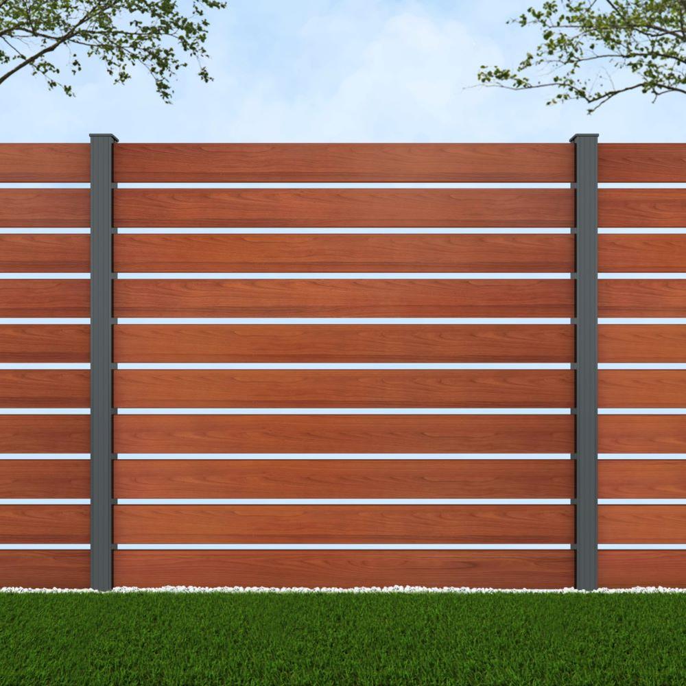 1.8m Parallel 150 Oak Wood Effect - Basalt Grey Posts - Metre Price 