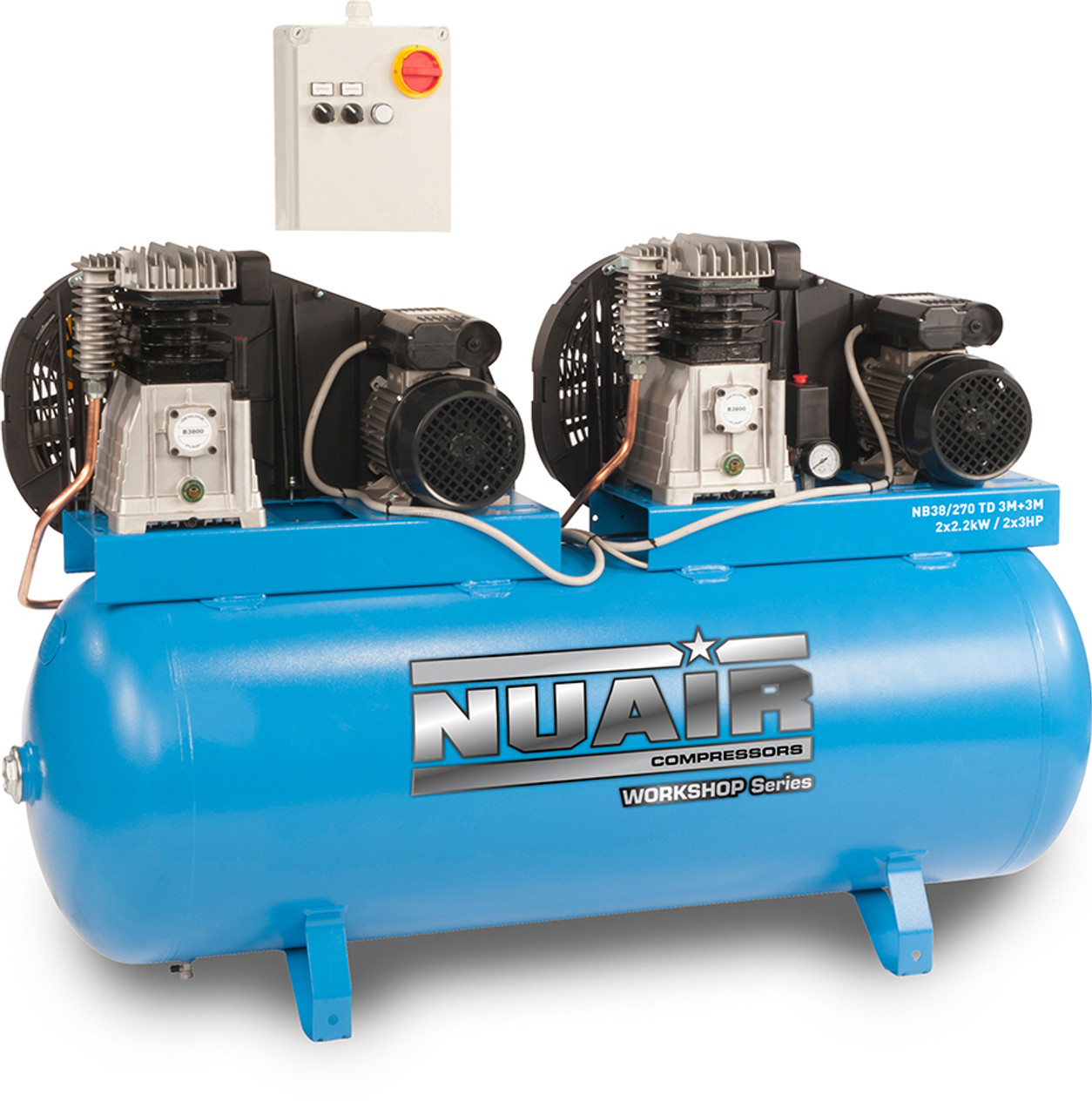 NUAIR 270 Litre tandem Pro Series Air Compressor