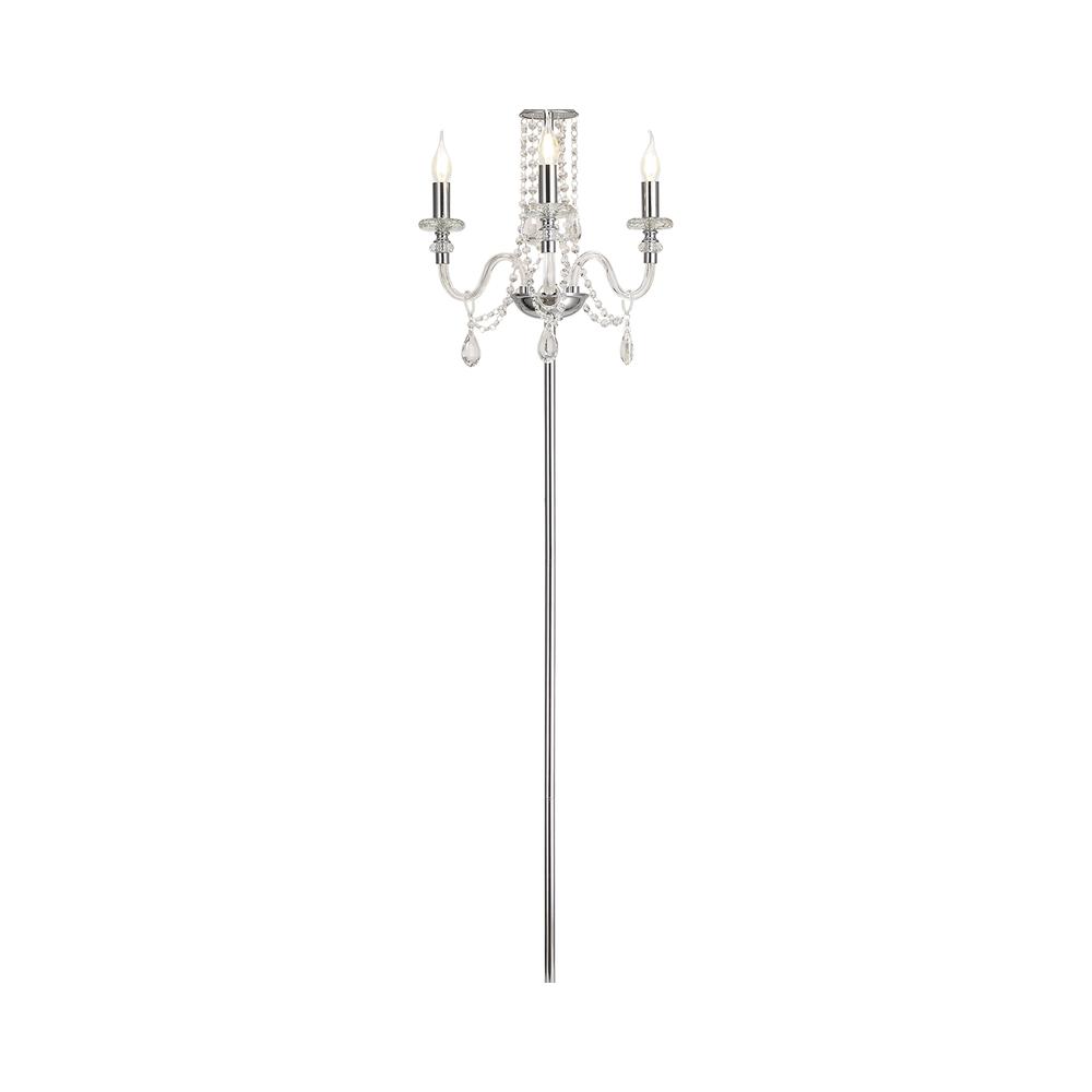 Luxuria Aldrich Floor Lamp 3 Light E14 Polished Chrome/Clear Glass/Crystal