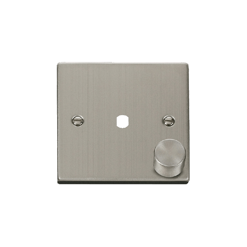 Click Deco 1 Gang Unfurnished Dimmer Plate and Knob (650W Max) Stainless Steel