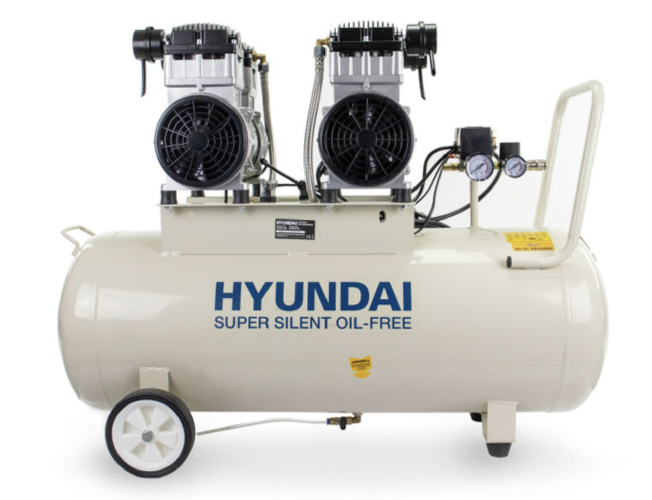 Hyundai 100 Litre Silenced Air Compressor 3000W Electric Oil-free 4hp 