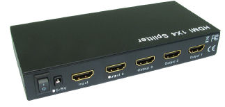 V-HDMI-1-4-AMP HDMI splitter with 1 Input / 4 Outputs