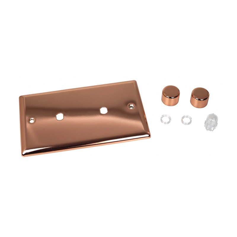 Varilight Urban 2G Twin Plate Matrix Faceplate Kit Polished Copper for Rotary Dimmer Standard Plate