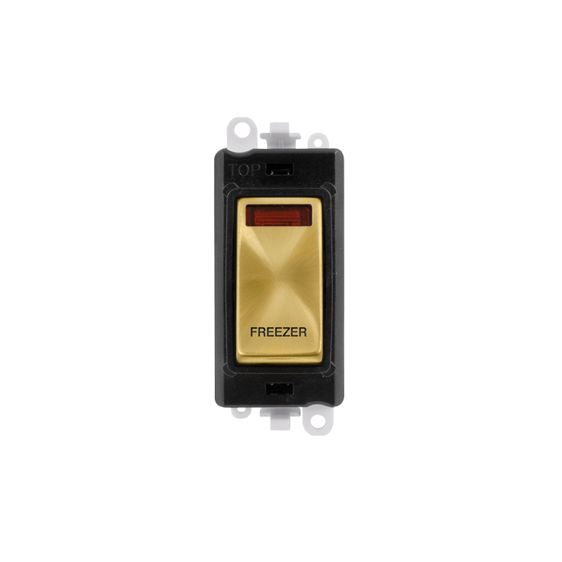 Click GridPro 20AX Satin Brass DP Switch Module with Neon Freezer Insert Black