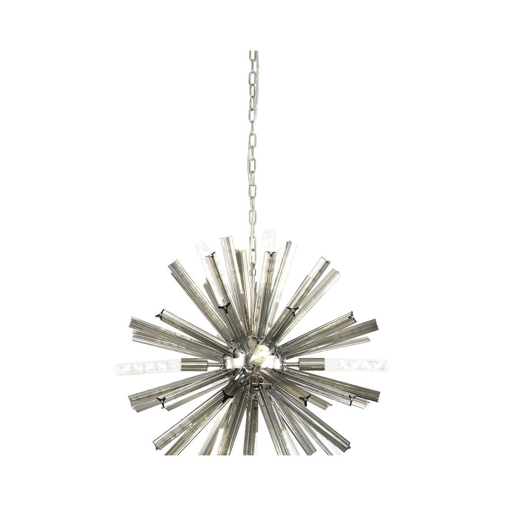 Luxuria Seneca 60cm 10 Light E14 Round Pendant Polished Nickel / Smoke Glass