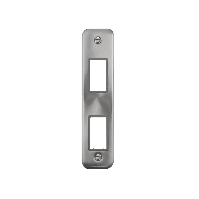 Click Deco Plus MiniGrid 2 Aperture Architrave Face Plate Satin Chrome Grey Inserts