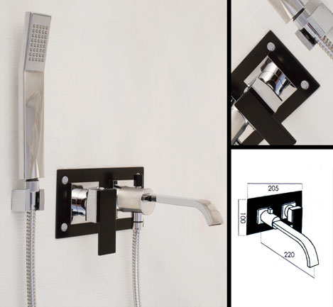 Ebony Wall Mounted Bath Filler & Shower (35K)