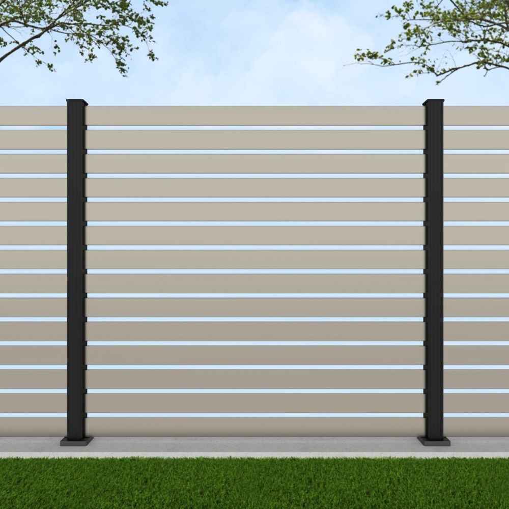 1.8m Parallel 100 Pebble Grey - Black Sand Bolt Down Posts - Metre Price